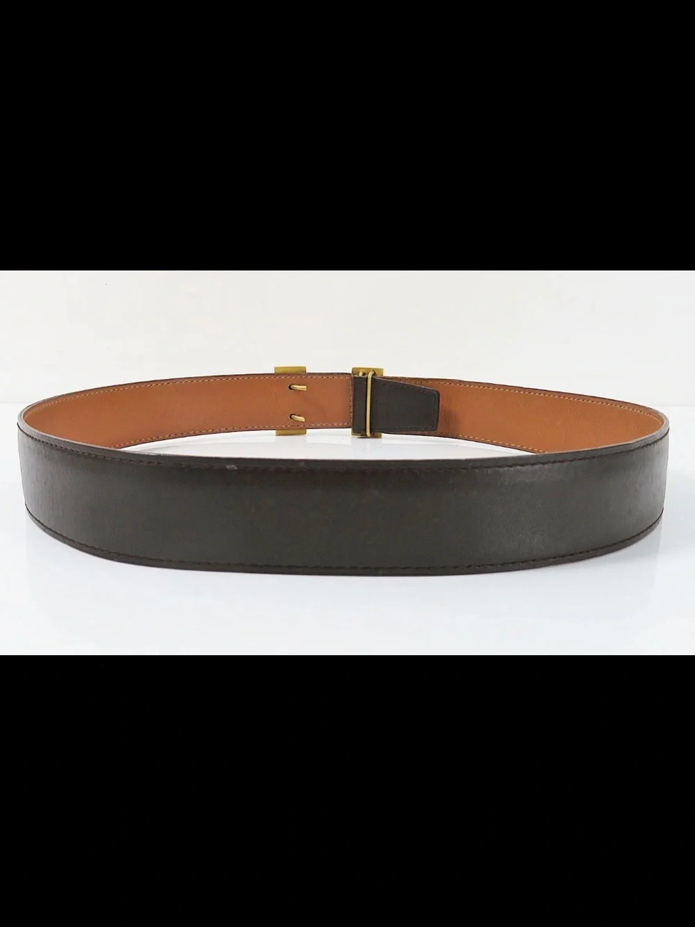 Hermes Brown/ Tan Reversible Belt with Gold H Buckle